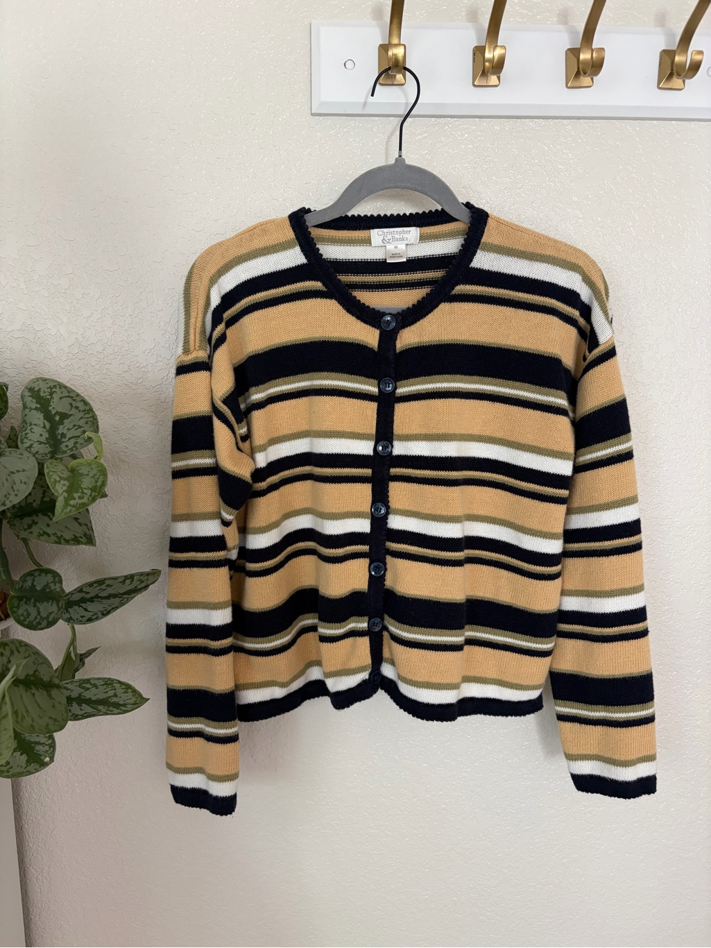 Christopher & Banks Striped Button-Front Cardigan